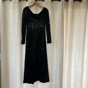 Beautiful Vintage Black, elegant long sequence dress.